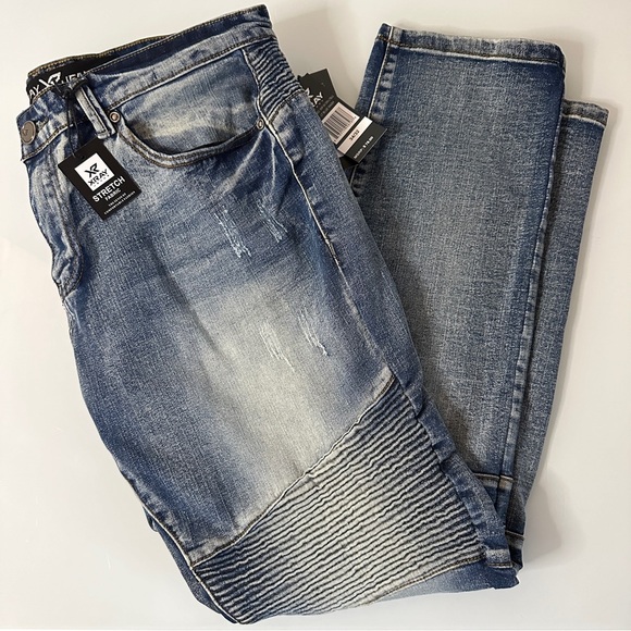 XRAY Stretch Moto Jeans W 34/32 Lt Blue Wash Bikercore - Picture 4 of 9